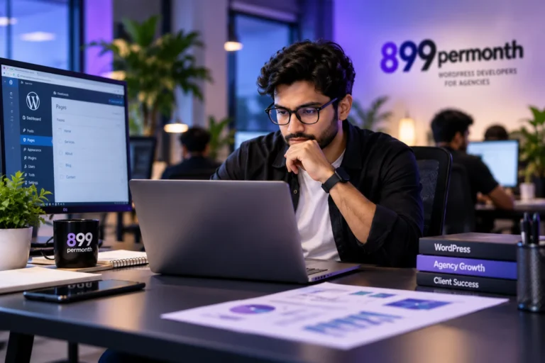 Dedicated WordPress developer working on agency projects at 899permonth