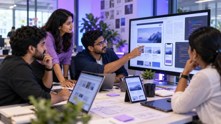 Agency front-end development team collaborating on website projects